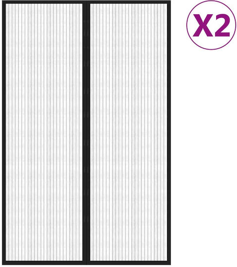 vidaXL Door Mosquito Net with Velcro with Magnetic Clasp Made of Black Polyester 220x130cm