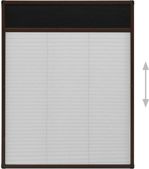 vidaXL Mosquito Net Window Pleated Fiberglass Brown with Frame 80x60cm