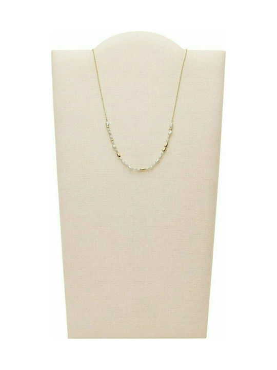 Fossil Necklace from Gold Plated Steel with Pearls