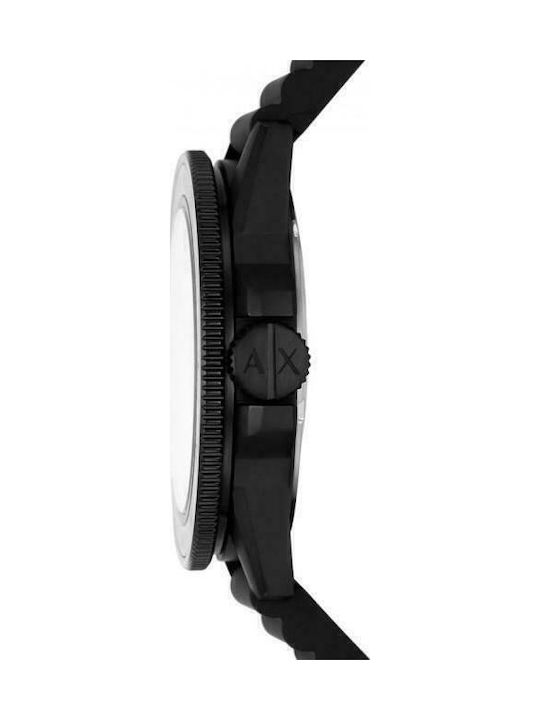 Armani Exchange Leonardo Ceas Barbati 42mm Baterie cu Culoare Neagră Cauciuc curea