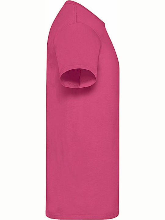 Fruit of the Loom Softspun Ανδρικό Διαφημιστικό T-shirt Κοντομάνικο Fuchsia