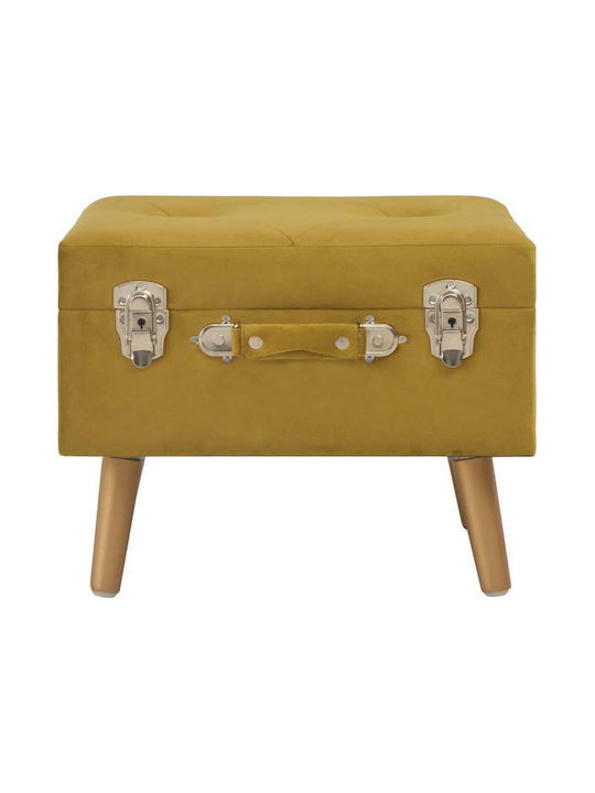 Stool For Living Room With Storage Space Upholstered with Velvet Mustard Yellow 40x33x33cm