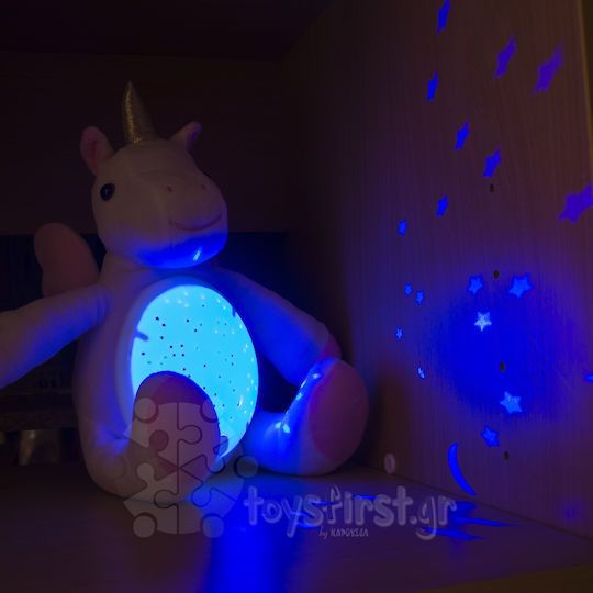 Luna Plüscheinhorn mit LED-Projektor 25 cm