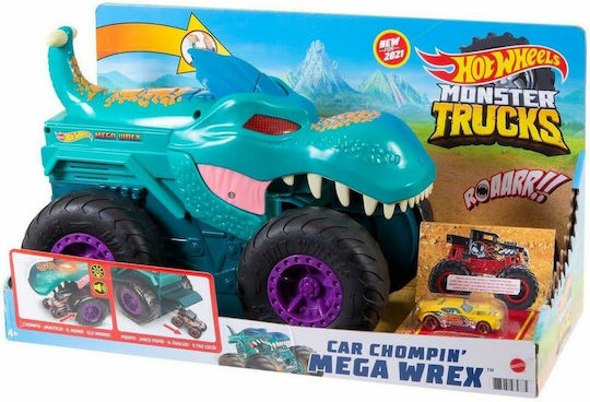 Hot Wheels Monster Trucks Количка Car Chompin' Mega-Wrex 1:64 Monster Truck За 3+ Години