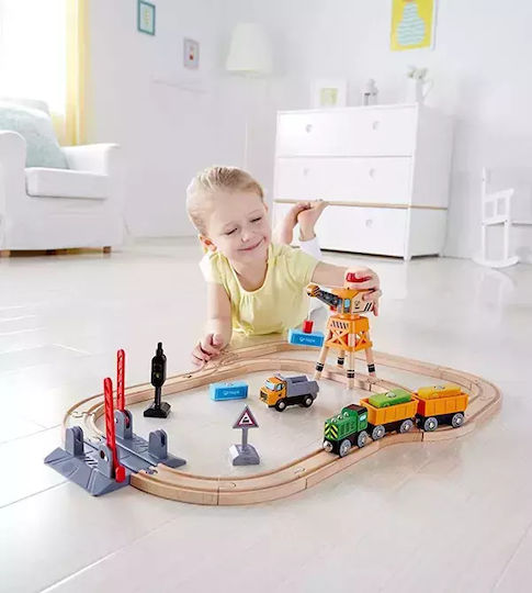 Hape Crossing & Crane Set Πίστα για 3+ Ετών