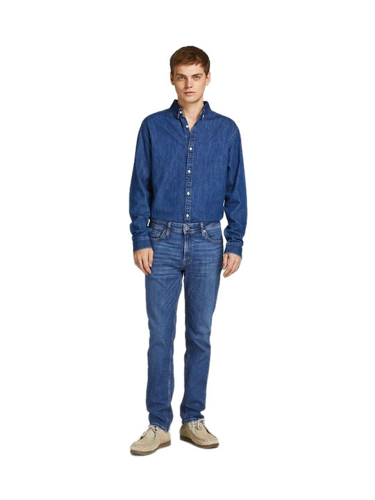 Men's Jeans Pants Elastic with Regular Straight Fit Blue