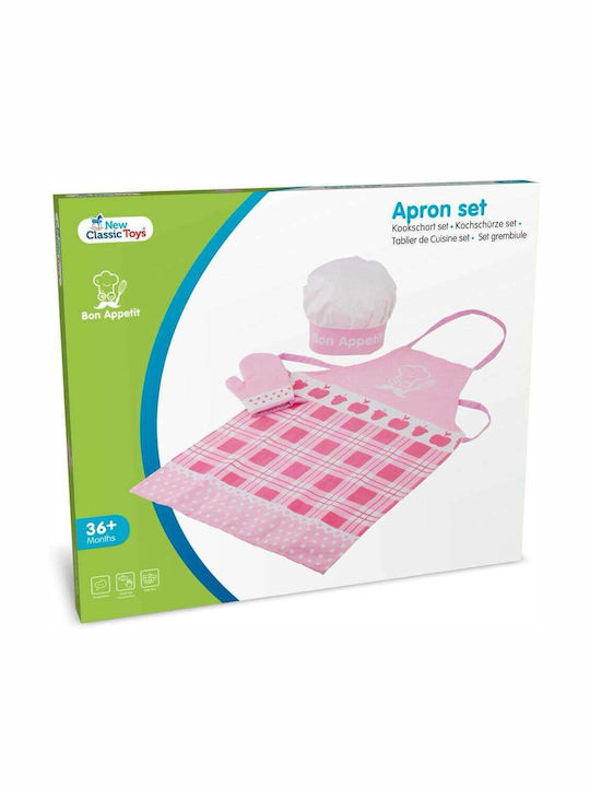 New Classic Toys Παιδική Ποδιά Κουζίνας με Σκούφο Ροζ 28x24cm 10682