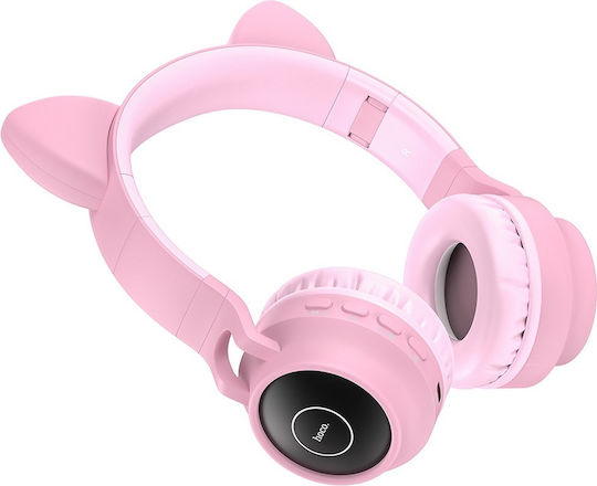 Hoco W27 Cat Ear Ασύρματα / Ενσύρματα Παιδικά On Ear Ακουστικά με 5 ώρες Λειτουργίας Ροζ