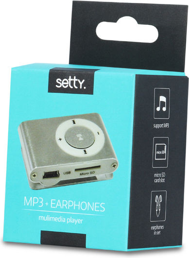 Setty Mini + Earphones MP3 Player Ασημί