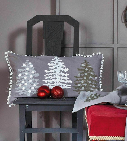 Kentia Коледна Декоративна Възглавница Продълговато Сив 35x60cm