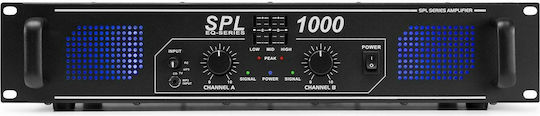 Skytec SPL-1000 PA Power Amplifier 2 Channels 500W/4Ω 350W/8Ω with Cooling System Black