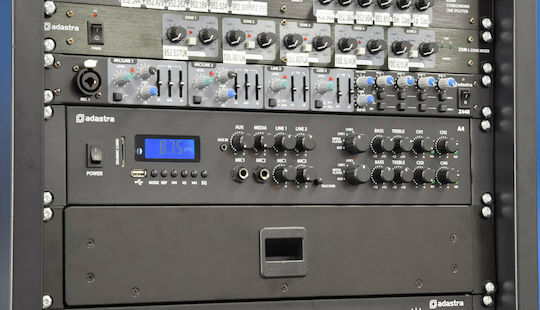 Adastra A4 Integrated Commercial Amplifier 4 Channels 200W/4Ω 100W/8Ω and USB/FM/Bluetooth Connections 953.404UK