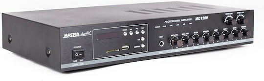 Master Audio MD-1200 Commercial Power Amplifier 2 Zone 100W/100V Equipped with USB/FM/Bluetooth Black