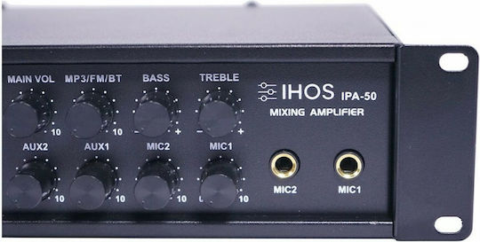 Ihos IPA-50 Ολοκληρωμένος Ενισχυτής Εγκαταστάσεων 50W/100V και Συνδέσεις USB/FM/Bluetooth