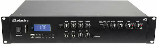 Adastra A2 PA Power Amplifier 2 Channels 200W/4Ω 100W/8Ω Equipped with USB/FM/Bluetooth Black