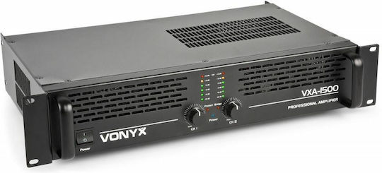 Vonyx VXA-1500 Leistungsverstärker Kommerzieller Verstärker 2 Kanäle 750W/4Ω 450W/8Ω mit Kühlungssystem in Schwarz Farbe