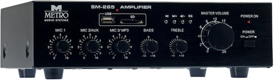 Metro SM265 Integrated Commercial Amplifier 60W/100V Equipped with USB Black