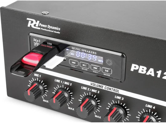Power Dynamics PBA60 Προενισχυτής Εγκαταστάσεων 5 Καναλιών 60W/100V με Σύστημα Ψύξης και Συνδέσεις USB/FM/Bluetooth 952.093