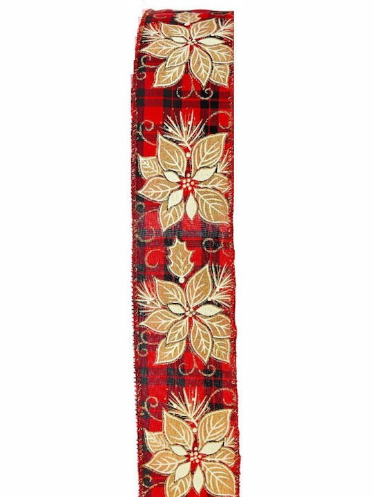 Iliadis Poinsettia Christmas Ribbon Red 900x5.5cm 1pc