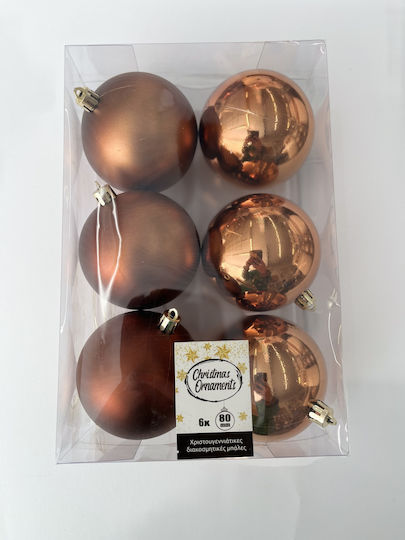 Hanging Ball Ornament Ornament Plastic Copper 8cm Set 6pcs