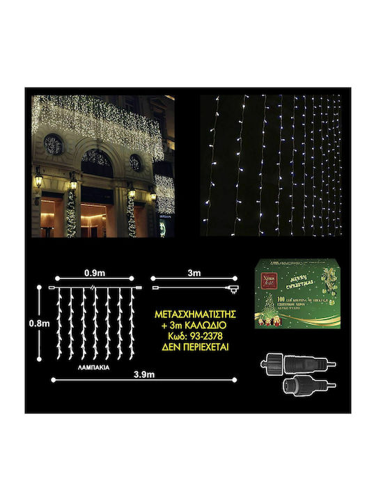 100 Lichterketten LED 1.1m. x 80cm Kaltes Weiß Typ Regen 1Stück (Transformator nicht enthalten)