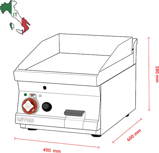 Lotus Gewerbliche Flachgrillplatten LPG 40x60x28cm 6kW mit glatter & geriffelter Platte
