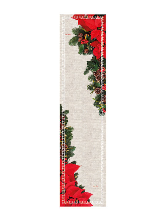 Saint Clair Weihnachtlich Tischtuch Läufer Stoff Rot L160xB40cm.