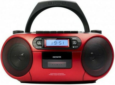 Aiwa BBTC-550 Φορητό Ηχοσύστημα με Bluetooth / CD / MP3 / USB / Κασετόφωνο / Ραδιόφωνο Κόκκινο