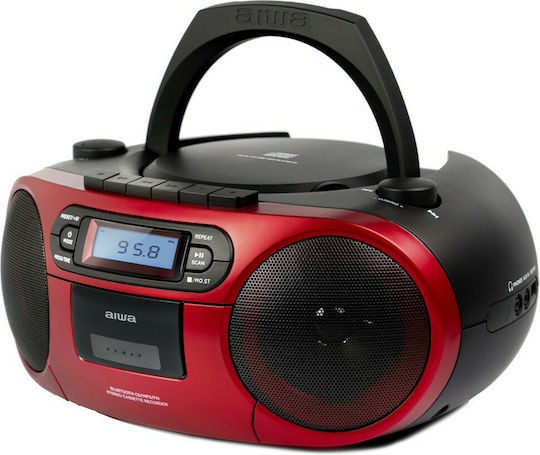 Aiwa BBTC-550 Φορητό Ηχοσύστημα με Bluetooth / CD / MP3 / USB / Κασετόφωνο / Ραδιόφωνο Κόκκινο