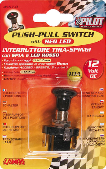 Lampa Push-Pull Switch Car On/Off Switch with Red Illumination 12V Universal Black
