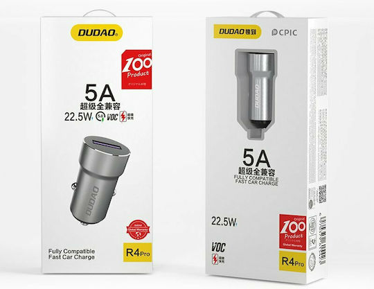 Dudao R4 Pro Auto-Ladegerät 22.5W 5A Schnellladung mit einem Anschluss: 1xUSB Gray Farbe