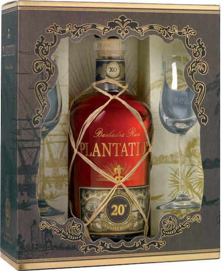Plantation Rum Compoziție cu Pahare 20th Anniversary Rum 700ml cu 2 pahare de servire