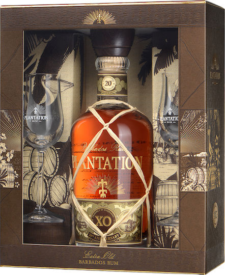 Plantation Rum Compoziție cu Pahare 20th Anniversary Rum 700ml cu 2 pahare de servire