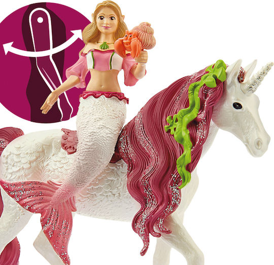 Schleich-S Mermaid Feya On Underwater Unicorn Bayala For 5-12 Years 18cm