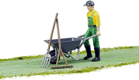 Bruder Miniature Toy Farmer Figure Scaled Model Male Farmer With Tools for 5+ years Years Old