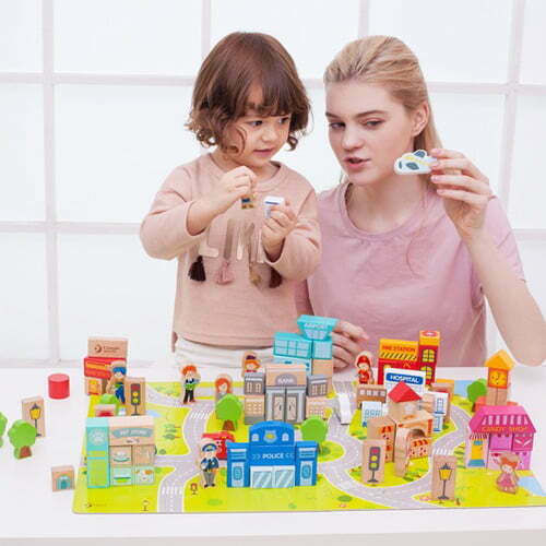 Classic World City Wooden Building Blocks For 1.5+ Years 100 Pieces