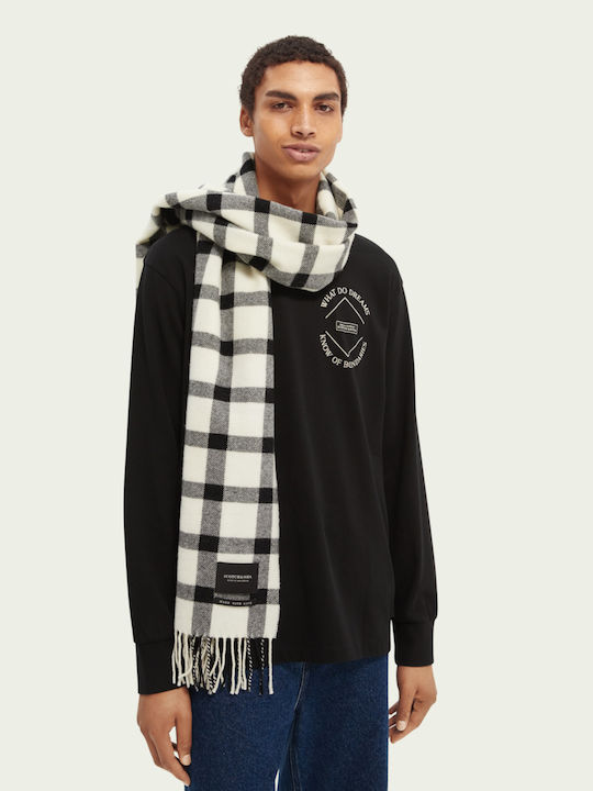 Scotch & Soda Fular bărbați Lână White / Black