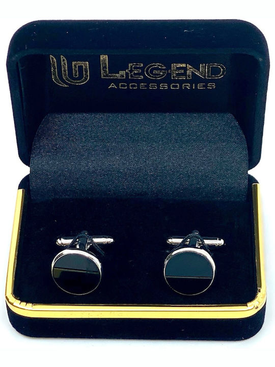 Legend Accessories Μανικετόκουμπα από Ασήμι σε Μαύρο Χρώμα Legend Accessories Μανικετόκουμπα από Ασήμι σε Μαύρο Χρώμα
