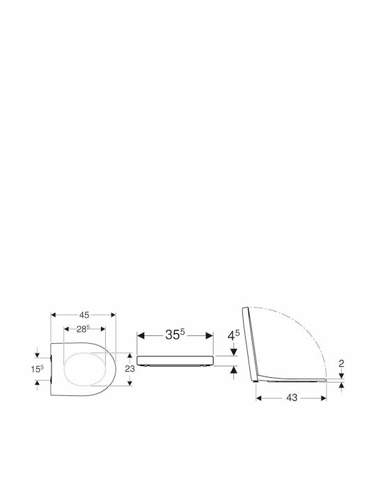 Geberit Icon Καπάκι Λεκάνης Soft Close Πλαστικό 45x35.5cm Λευκό