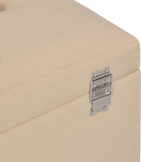 Hocker Bankhocker Mit Stauraum Gepolstert mit Samt Beige 80x34x42cm