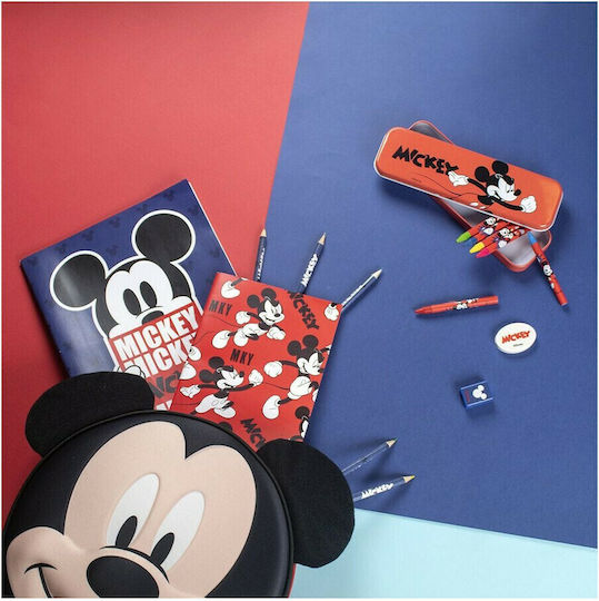 Mickey Mouse Clubhouse Mickey Mouse Kinder Schreibwarenset mit Bleistift, Spitzer, Radiergummi, Notizbuch, Bleistiftbox und Etui 16Stück