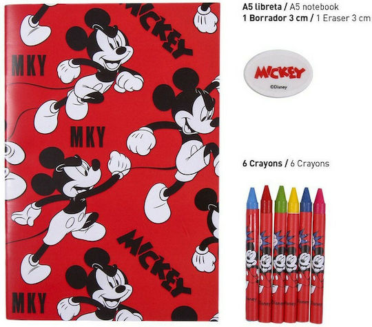 Mickey Mouse Clubhouse Mickey Mouse Kinder Schreibwarenset mit Bleistift, Spitzer, Radiergummi, Notizbuch, Bleistiftbox und Etui 16Stück