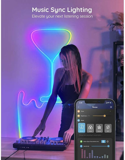Govee Wasserdicht Smart LED-Streifen Wi-Fi 24V RGB Licht 3m Neon Flex mit Netzteil & WiFi-Controller