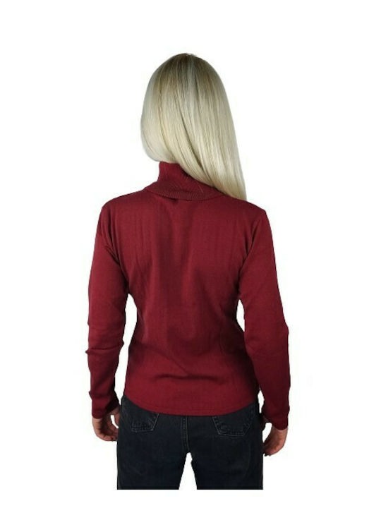 Moutaki Damen Langarm Pullover Rollkragen Burgundisch