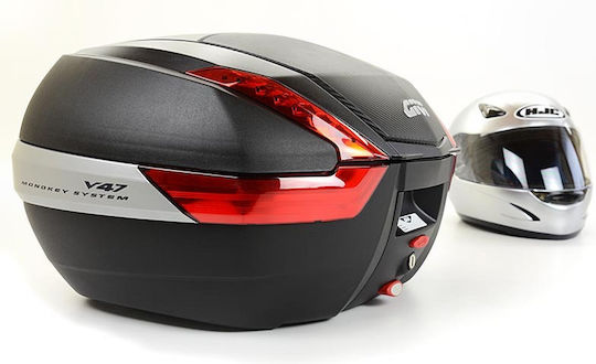 Givi V47N Monokey Motorcycle Top Case with Red Reflectors 47lt Black