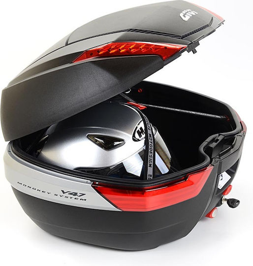 Givi V47N Monokey Motorcycle Top Case with Red Reflectors 47lt Black