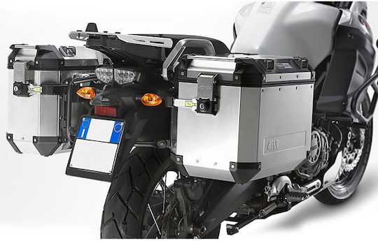 Givi Trekker Outback Aluminium Monokey Motorcycle Hard Side Case Left 48lt in Silver Colour