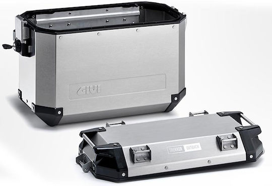 Givi Trekker Outback Aluminium Monokey Motorcycle Hard Side Case Left 48lt in Silver Colour