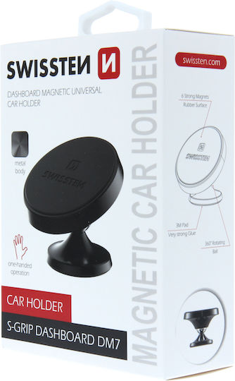 Swissten S-GRIP DASHBOARD DM7 Поставка за Мобилен Телефон за Кола с магнит Черна