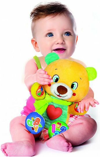 Baby Clementoni Animal Pipis the Bear Speaks Greek made of Fabric with Music and Sounds for 6++ Months